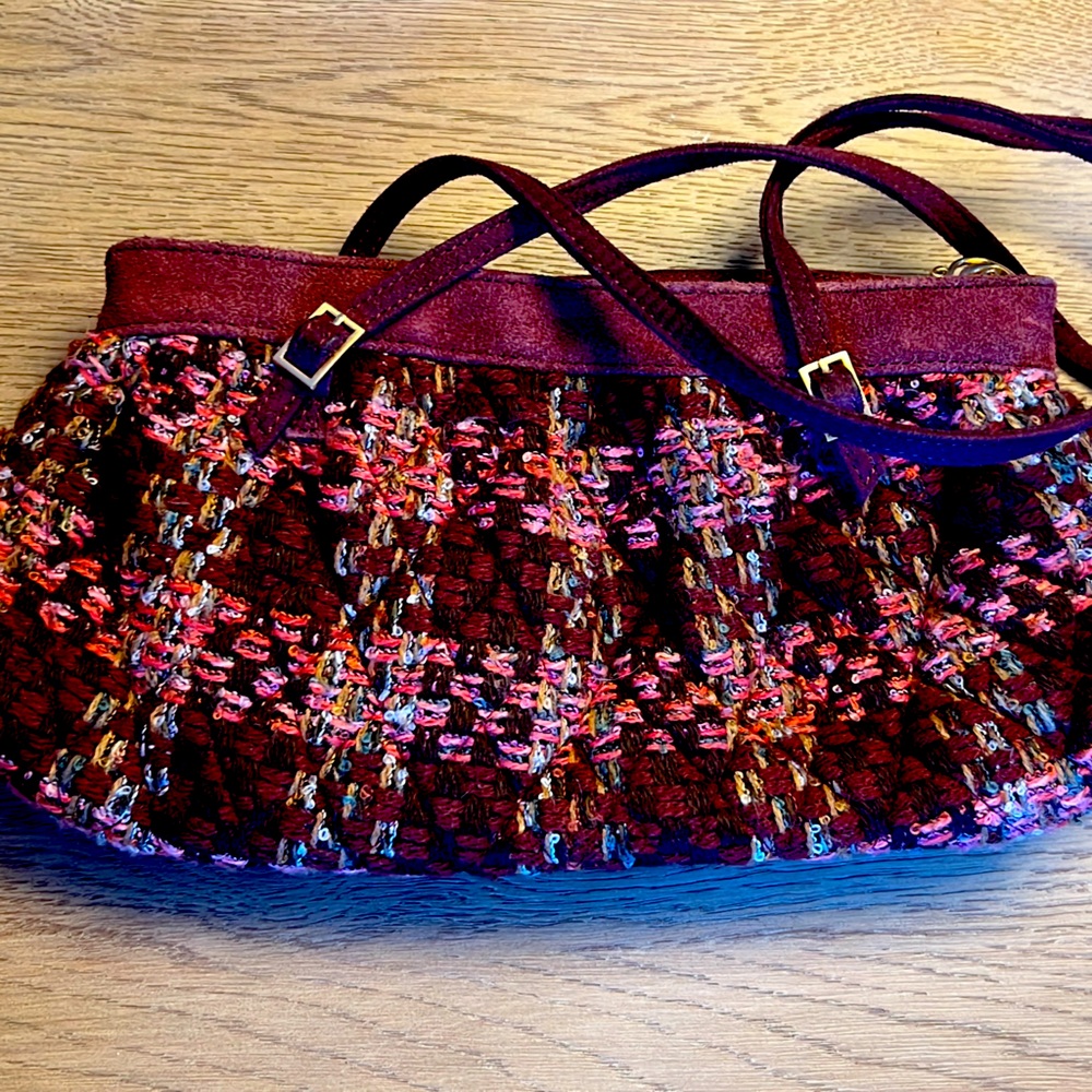 Vera Bradley tweed and suede shoulder bag